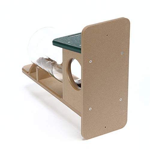 Birds Choice SNSQJAR Recycled Squirrel Jar Feeder, Squirrel Feeders, 7-1/4"L X 19"W X 15-3/4"H, Taupe w/ Green Roof