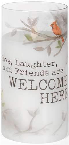 Carson Home Accents Welcome Here 6" Led Hurricane Candle