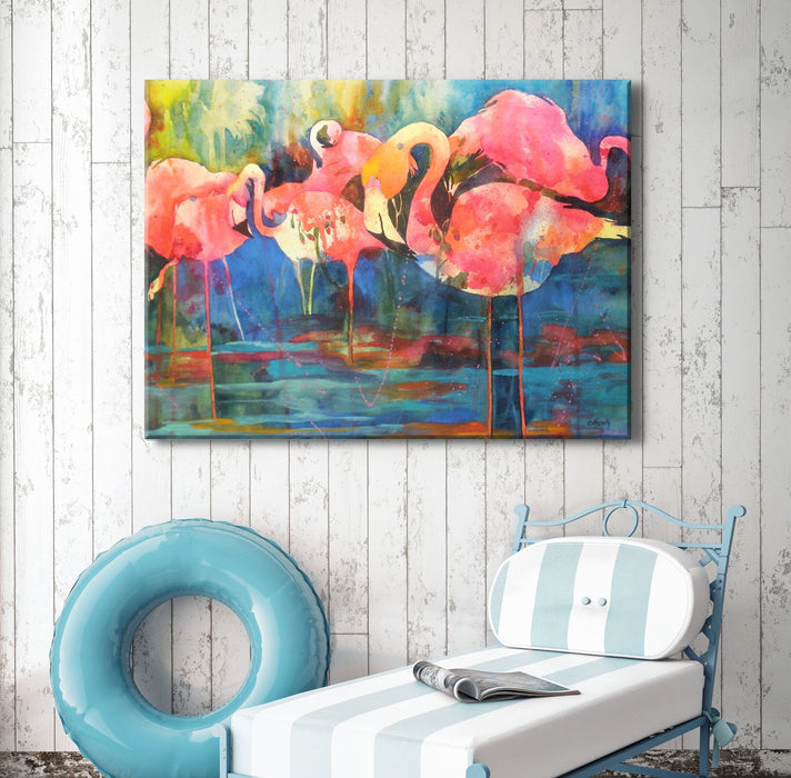 FLIRTY FLAMINGOS by West of the Wind | Waterproof Outdoor Wall Art
