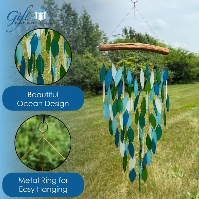 Gift Essentials Blue Handworks Line - Deluxe Ocean Waterfall Glass Chime