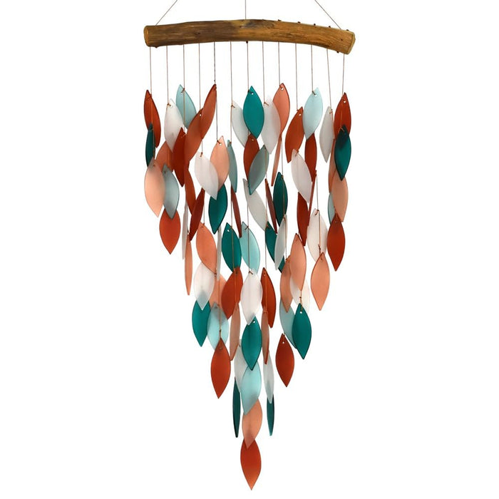 Gift Essentials Blue Handworks Line - Deluxe Coral and Teal Waterfall Glass Chime