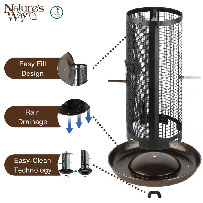 BELOVED BRONZE DUAL-CHAMBER METAL MESH BIRD FEEDER