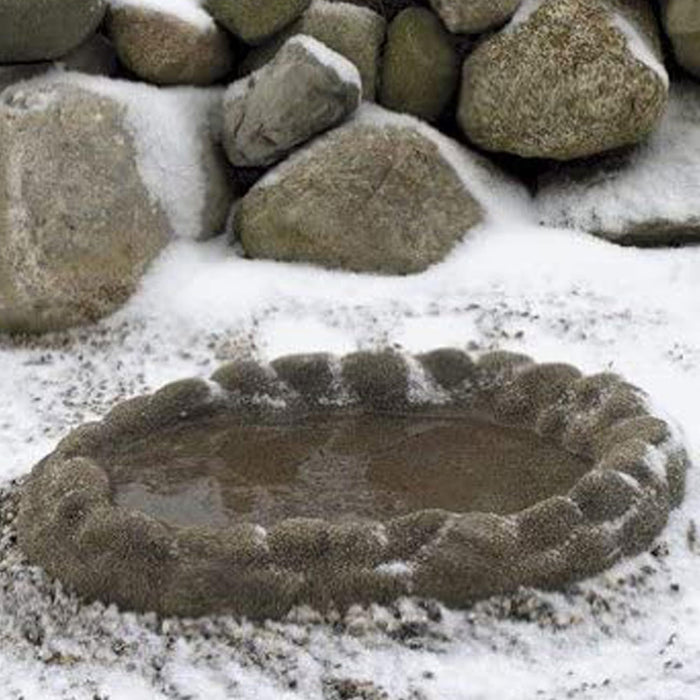 Farm Innovators Heated Bird Bath, Four Seasons Outdoor Decor Shallow Bath Tray for Birds - Backyard & Garden Birdbath with Sand Coated Design