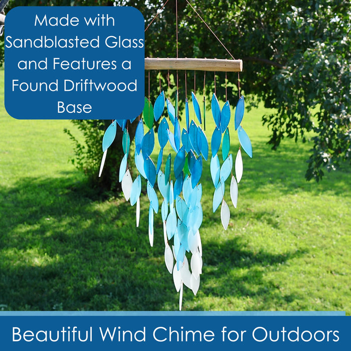 Gift Essentials Blue Handworks Line - Deluxe Ocean Ombre Waterfall Glass Chime
