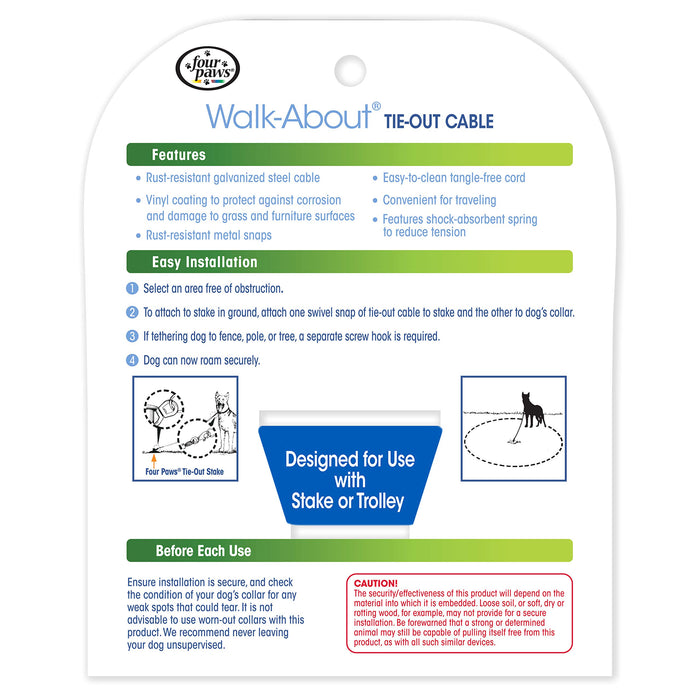 FOUR PAWS WALK-ABOUT TIE-OUT CABLE MEDIUM WEIGHT