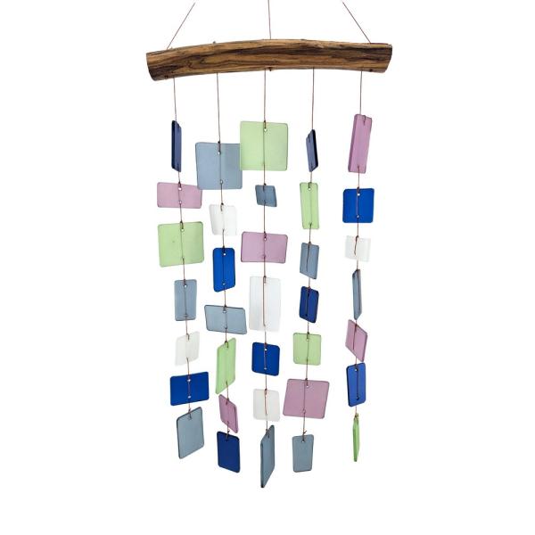 Gift Essentials Blue Handworks Line - Mountian Beveled Squares Glass Chime