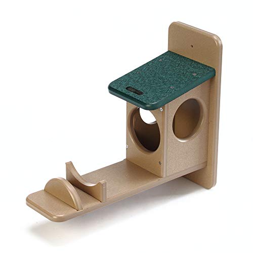 Birds Choice SNSQJAR Recycled Squirrel Jar Feeder, Squirrel Feeders, 7-1/4"L X 19"W X 15-3/4"H, Taupe w/ Green Roof