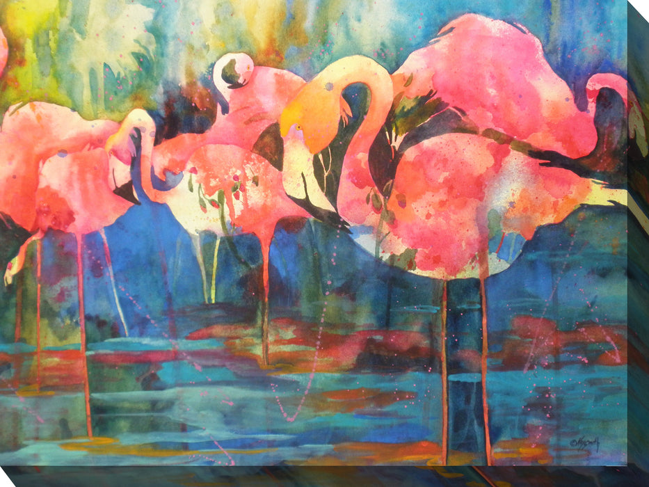FLIRTY FLAMINGOS by West of the Wind | Waterproof Outdoor Wall Art