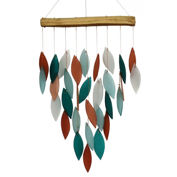Gift Essentials Blue Handworks Line - Coral and Teal Waterfall Glass Chime