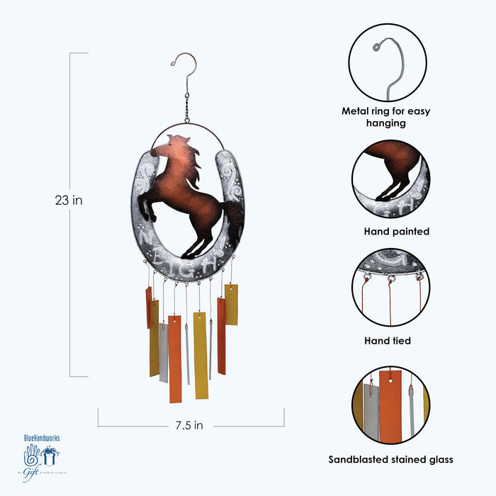 Gift Essentials Blue Handworks Line - Horse Neigh Glass Chime