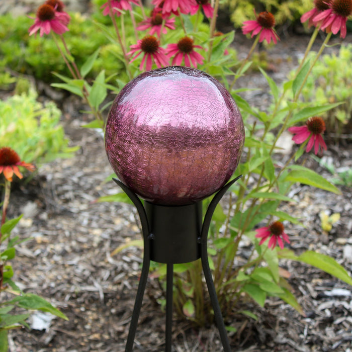 Achla Designs 6" Plum Crackle Glass Gazing Globe with Stand