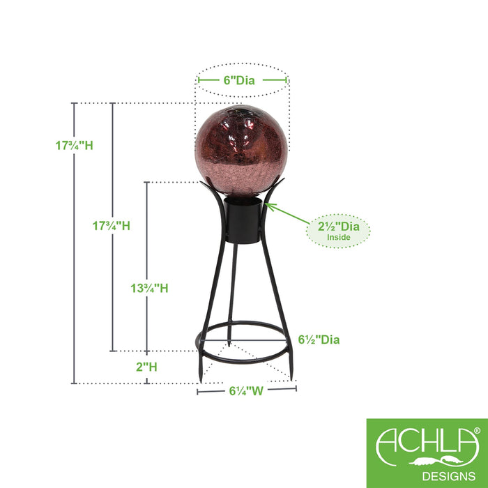 Achla Designs 6" Plum Crackle Glass Gazing Globe with Stand