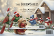 the bird shed gift card image with wildlife wearing holiday outfits