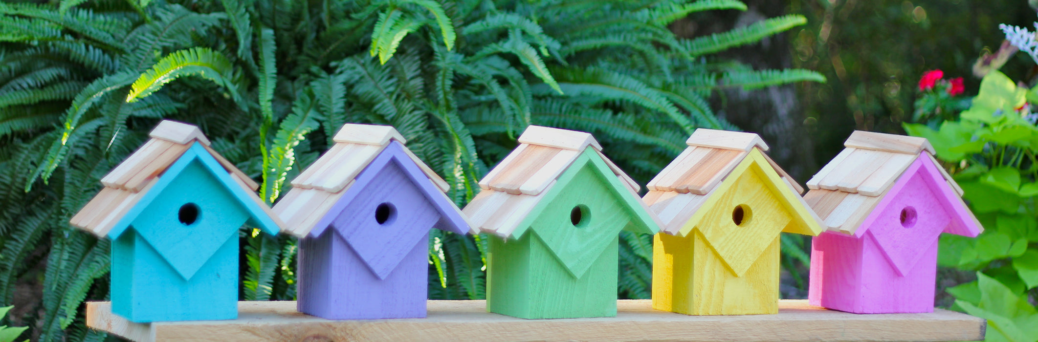 Summer Home Bird House - assorted colors (pink, green, yellow, turqoise, purple)