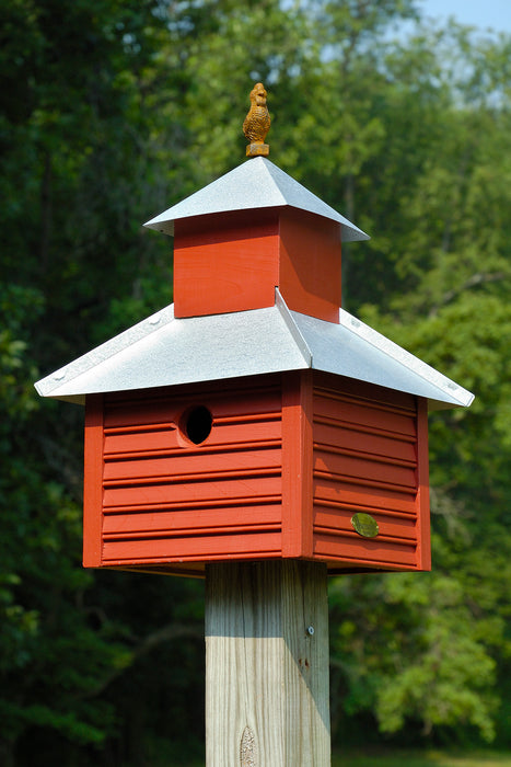 Rusty Rooster Bird House - Redwood with Galvanized Roof
