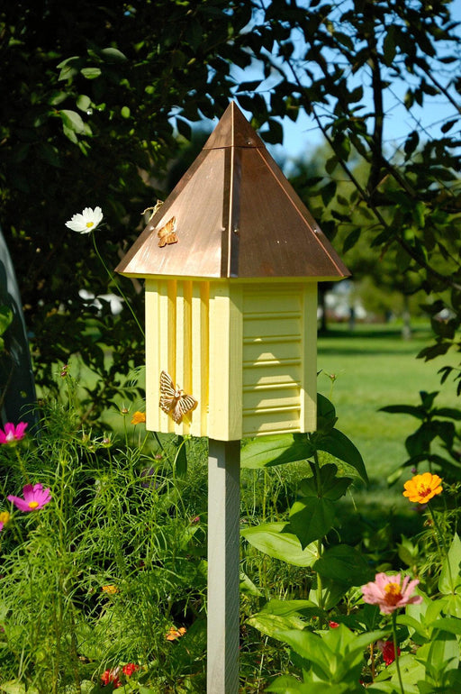 Flutterbye Butterfly House - Yellow with Solid Copper Roof