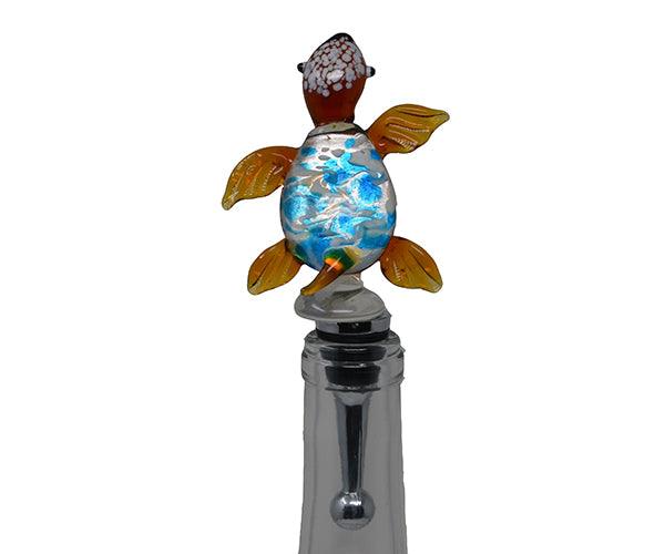 Glass Blue Turtle Bottle Stopper