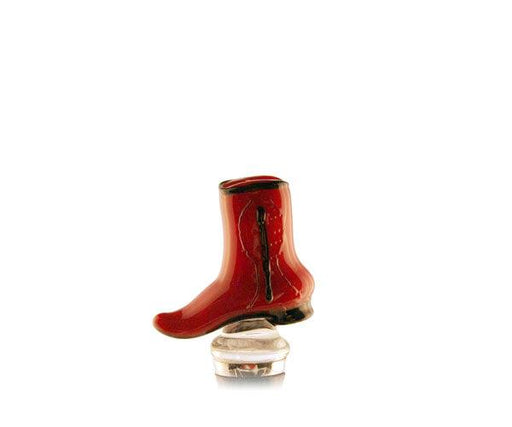 Glass Bottle Stopper Boot Red