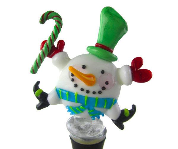 Glass Bottle Stopper Snowman