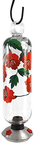 Parasol Filigree Botanica Hummingbird Feeder Clear with Red Hibiscus