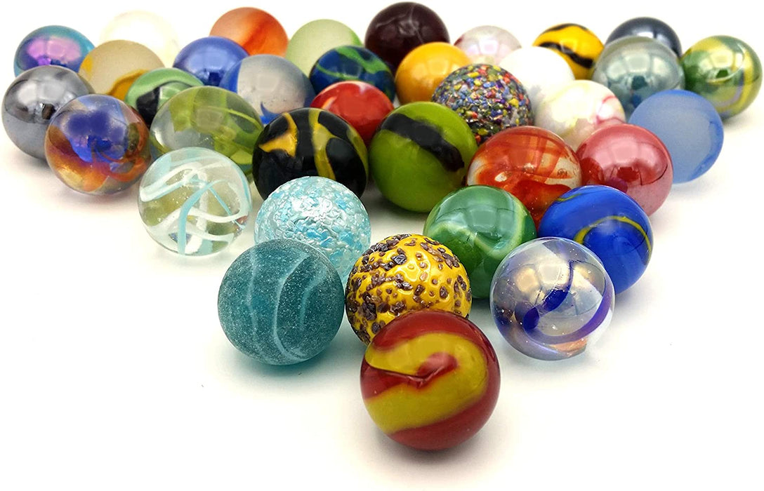 Naturesroom Glass Shooter Marbles for Kids - 1" Shooter Marbles for Games and Home Decorations - Set of 50 Assorted Colors Bulk with Storage Bag