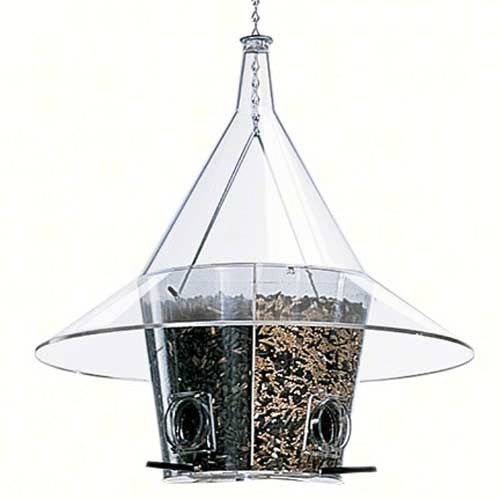 Mandarin Bird Feeder with Dividers and Clear Baffle