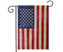Tea Stained Embroidered American Flag Garden Flag