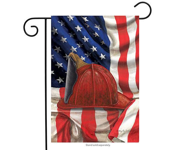Fireman Helmet Garden Flag