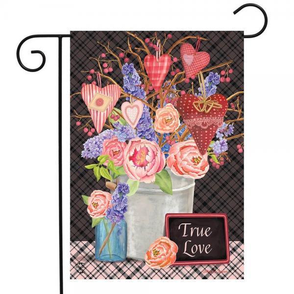 Flowers and Hearts Garden Flag