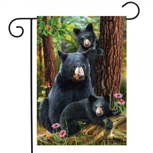 Black Bear Family Garden Flag
