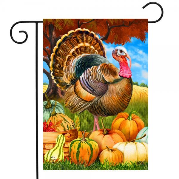 Turkey And Pumpkins Garden Flag