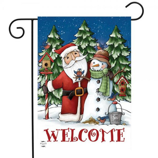 Santa And Snowman Garden Flag