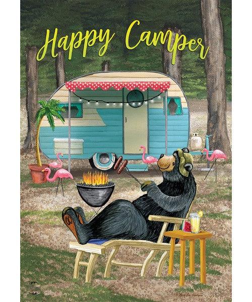 Happy Camper Bear House Flag