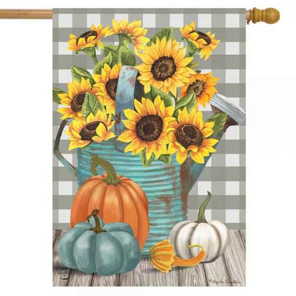Sunflower Watering Can House Flag