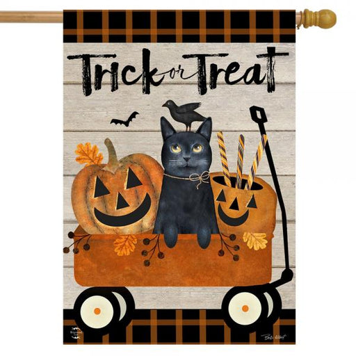 Trick Or Treat Wagon House Flag