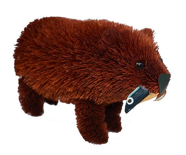 7 inch Brushart Brown Bear with Fish