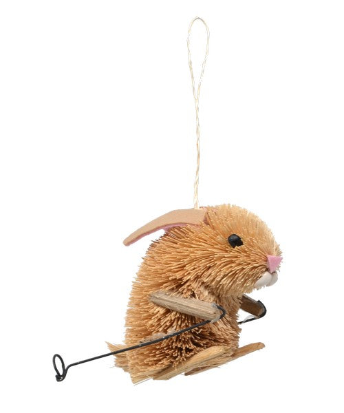 Rabbit on Skis Brushart Ornament