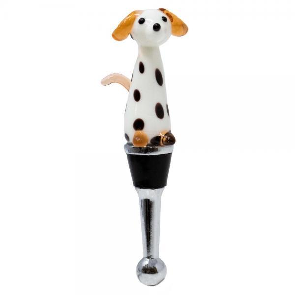 Glass Tall Spotted Dog Bottle Stopper
