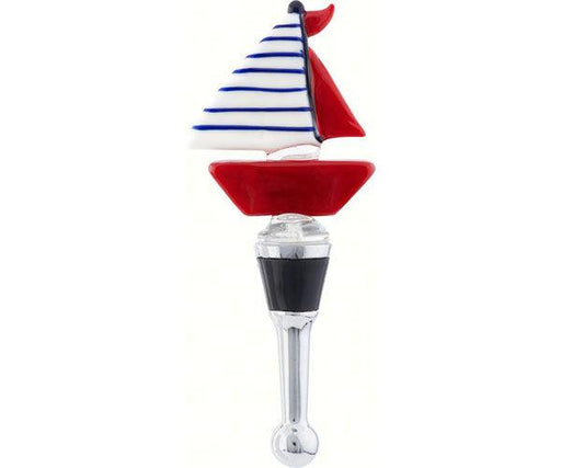 Glass Bottle Stopper Sailboat