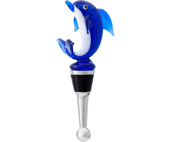 Glass Bottle Stopper Coastal Collection Dolphin Blue