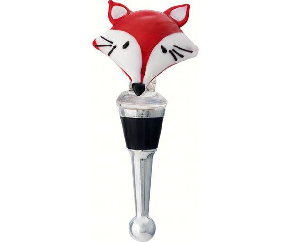 Glass Bottle Stopper Red Fox Face