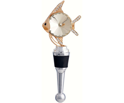 Metal Bottle Stopper Fish with Crystals