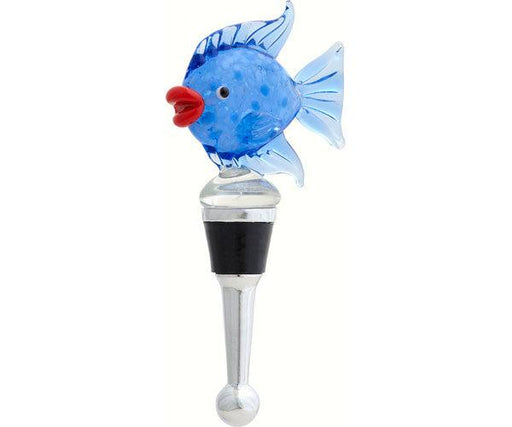 Glass Bottle Stopper Fish Blue