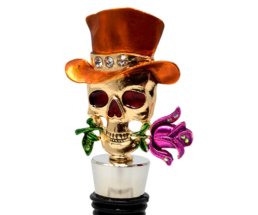 Sugar Skull Bling Bottle Stopper