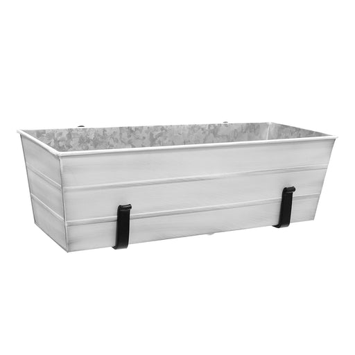 Achla Designs Medium White Flower Box with Clamp-On Brackets