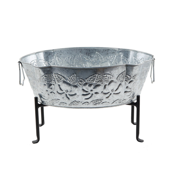 Achla Designs Embossed Oval Tub with Folding Stand
