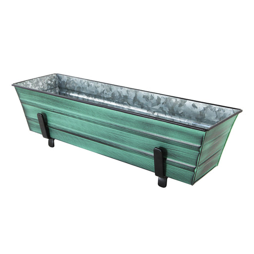 Achla Designs Small Green Flower Box with Brackets for 2 x 4 Railings