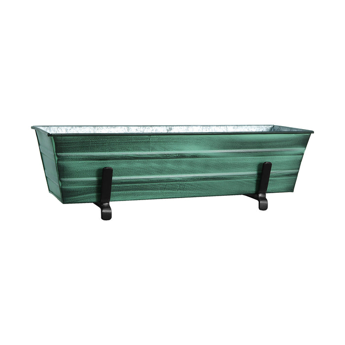 Achla Designs Small Green Flower Box with Brackets for 2 x 6 Railings