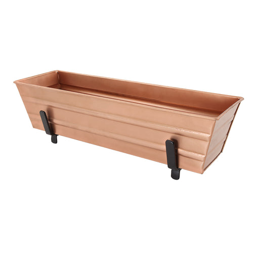 Achla Designs Small Copper Flower Box with Brackets for 2 x 4 Railings