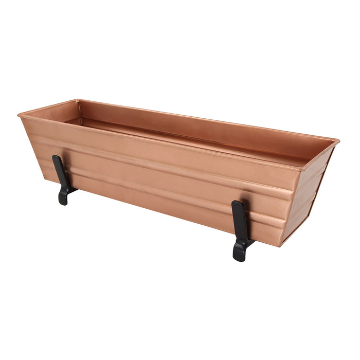 Achla Designs Small Copper Flower Box with Brackets for 2 x 6 Railings